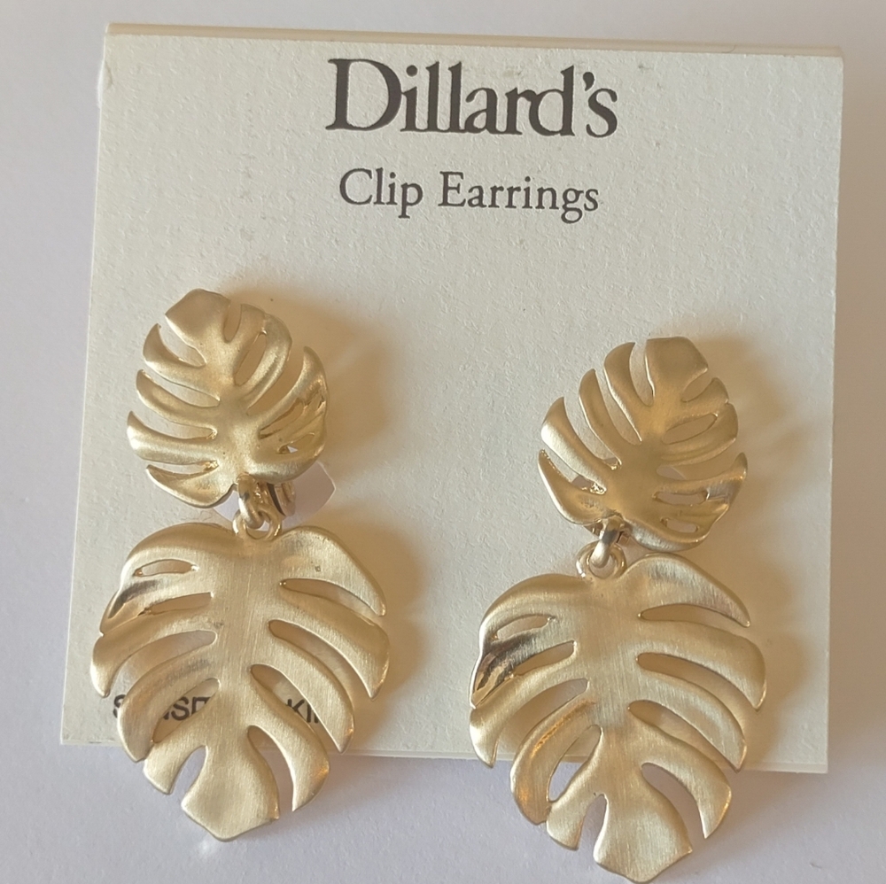 Dillard's Gold Leaf Clip-On Earrings